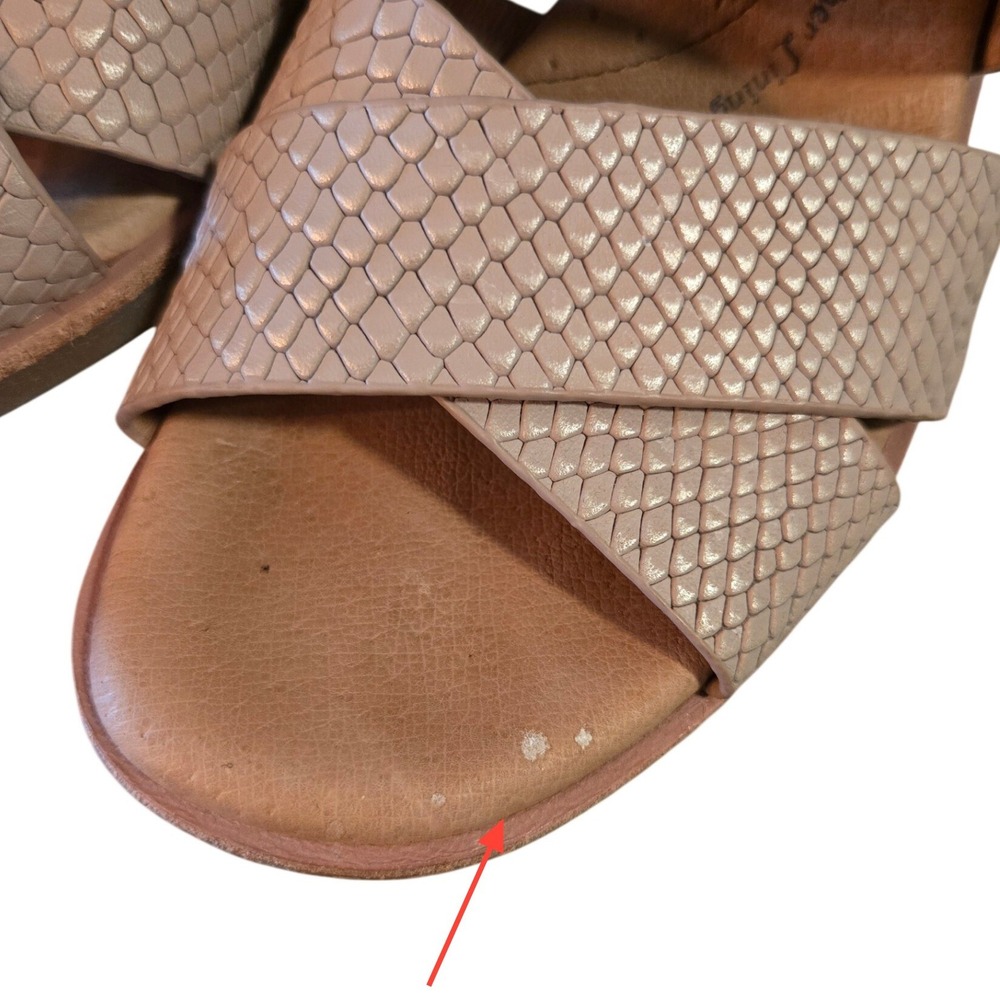 Sofft Leather Block Heel Sandals Women's 8 Nude Snake‎ Embossed Comfort Strappy - Picture 5 of 9
